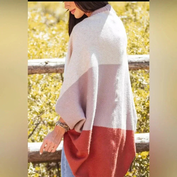 Rust Colorblock Dolman Sleeve Cocoon Cardigan one size - Picture 5 of 6